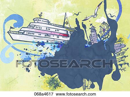 Stock Illustration - travelling landmarks of Korea. Fotosearch