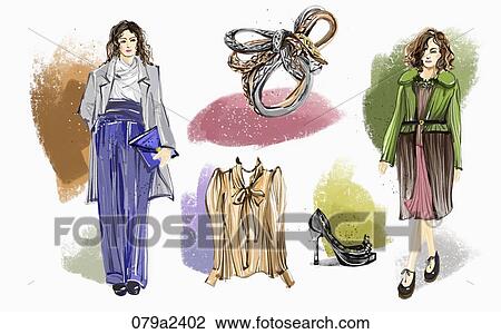 Drawing - trendy fashion styles. Fotosearch