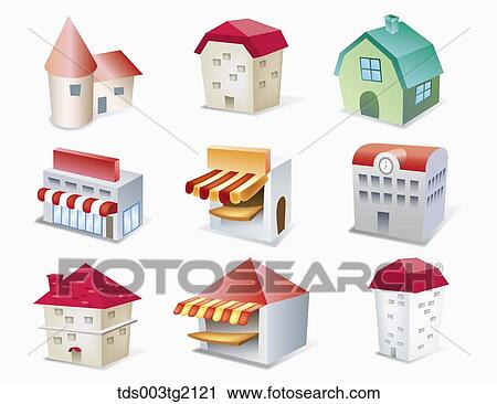 various types of buildings View Large Illustration Clip Art - various types of buildings. Fotosearch