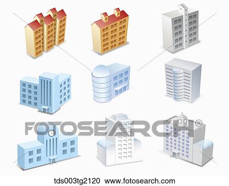 various types of buildings View Large Illustration Clipart - various types of buildings. Fotosearch