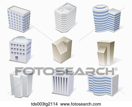 Stock Illustration - various types of buildings. Fotosearch