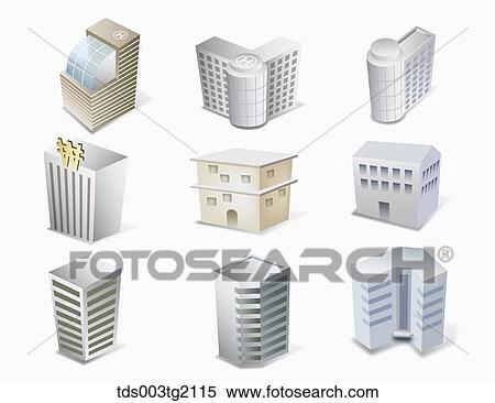 various types of buildings View Large Illustration Stock Illustration - various types of buildings. Fotosearch