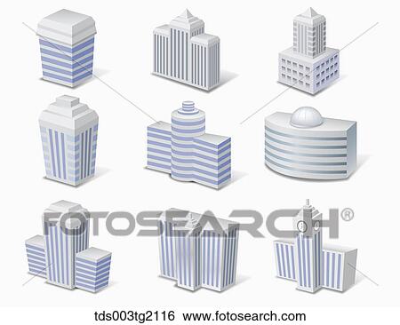 Stock Illustration - various types of buildings. Fotosearch