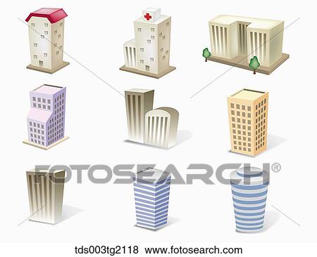 various types of buildings View Large Illustration Stock Illustration - various types of buildings. Fotosearch