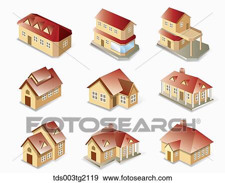 Stock Illustration - various types of buildings. Fotosearch