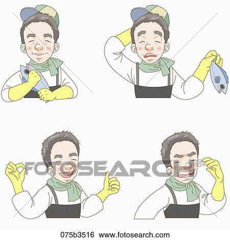 Stock Illustration - various types of expressions fisherman. Fotosearch