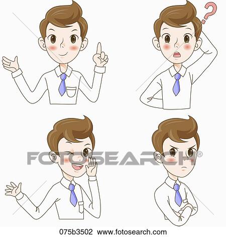 various types of expressions of business people View Large Illustration Drawing - various types of expressions of business people. Fotosearch