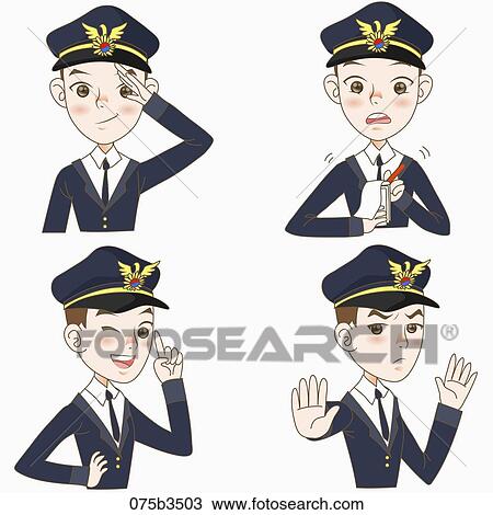 various types of expressions of policeman View Large Illustration Drawing - various types of expressions of policeman. Fotosearch