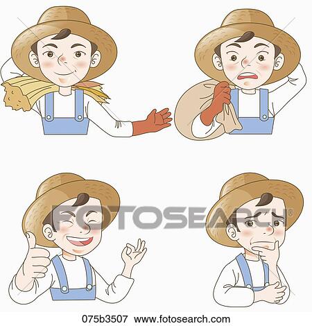 various types of expressions of farmer View Large Illustration Stock Illustration - various types of expressions of farmer. Fotosearch