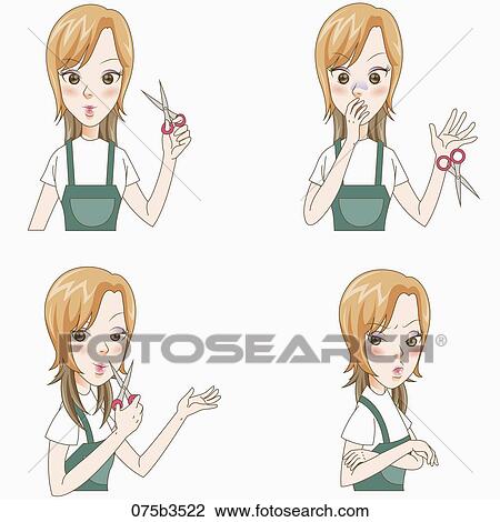various types of expressions of hair designer View Large Illustration Drawing - various types of expressions of hair designer. Fotosearch