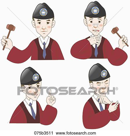 various types of expressions of judge View Large Illustration Clip Art - various types of expressions of judge. Fotosearch