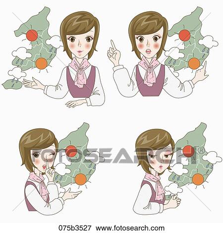 Stock Illustration - various types of expressions of weather forecaster. Fotosearch