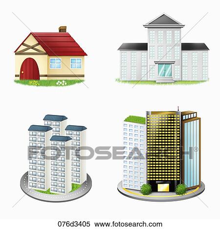 various types of residential buildings View Large Illustration Stock Illustration - various types of residential buildings. Fotosearch