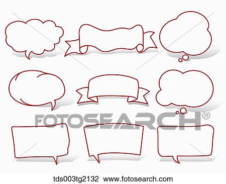 various types of speech bubbles View Large Illustration Drawing - various types of speech bubbles. Fotosearch
