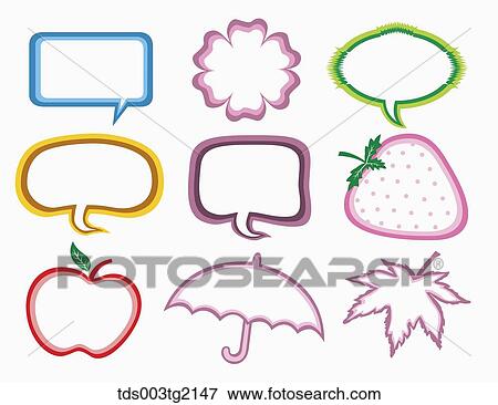 various types of speech bubbles View Large Illustration Stock Illustration - various types of speech bubbles. Fotosearch