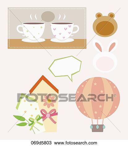 various types of sticker icons View Large Illustration Drawing - various types of sticker icons. Fotosearch