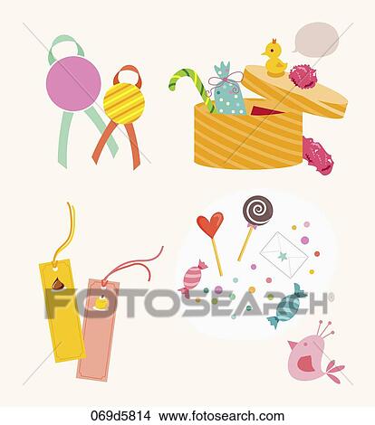 Stock Illustration - various types of sticker icons. Fotosearch