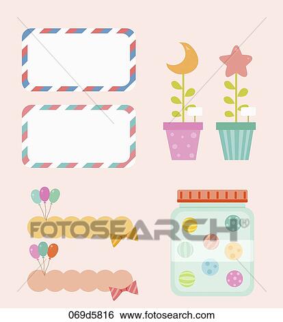 various types of sticker icons View Large Illustration Stock Illustration - various types of sticker icons. Fotosearch