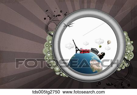various worldwide travel landmarks View Large Illustration Clipart - various worldwide travel landmarks . Fotosearch