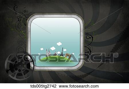 Drawing - various worldwide travel landmarks . Fotosearch