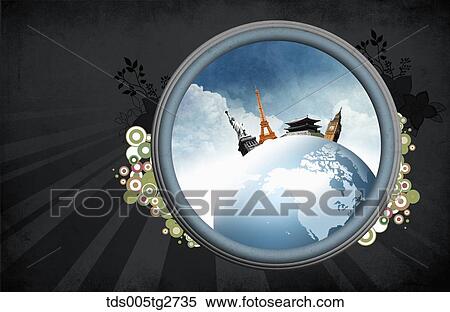 Stock Illustration - various worldwide travel landmarks . Fotosearch
