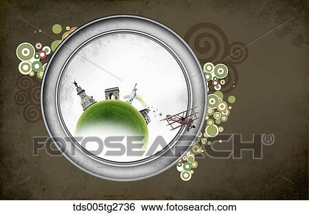 Stock Illustration - various worldwide travel landmarks . Fotosearch