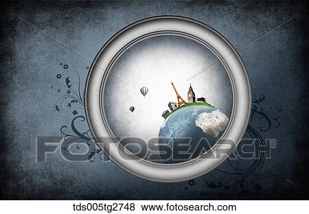 Stock Illustration - various worldwide travel landmarks . Fotosearch