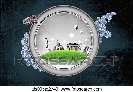 Stock Illustration - various worldwide travel landmarks . Fotosearch