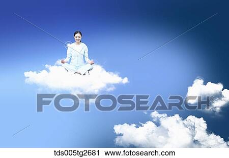 Clip Art - woman exercising yoga. Fotosearch
