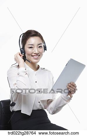 business woman wearing headset View Large Photo Image Picture - business woman wearing headset . Fotosearch