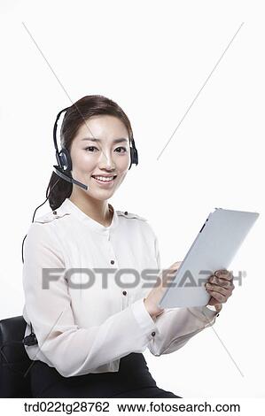business woman wearing headset View Large Photo Image Stock Image - business woman wearing headset . Fotosearch