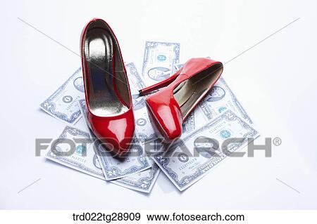 dollars and red high heels View Large Photo Image Stock Photo - dollars and red high heels. Fotosearch