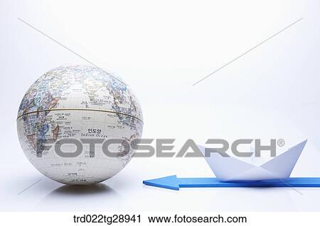 globe and paper ship View Large Photo Image Stock Image - globe and paper ship. Fotosearch