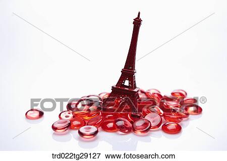 Stock Photo - red buttons and red color Eiffel tower. Fotosearch