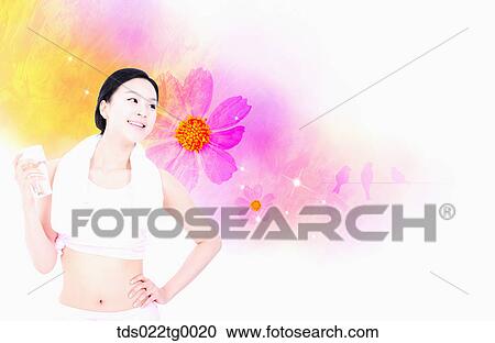 Clipart - beautiful woman with beauty and well being theme. Fotosearch