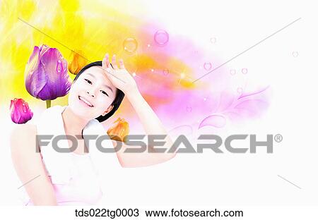 beautiful woman with beauty and well being theme View Large Illustration Drawing - beautiful woman with beauty and well being theme. Fotosearch