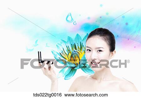 Stock Illustration - beautiful woman with beauty and well being theme. Fotosearch