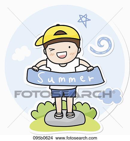 Stock Illustration - boy enjoying his summer vacation. Fotosearch