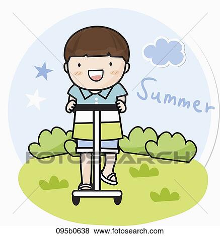 Stock Illustration - boy riding his tool. Fotosearch