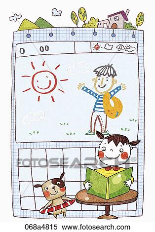 children and diary View Large Illustration Stock Illustration - children and diary. Fotosearch