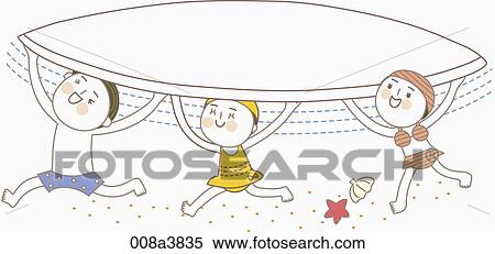 children playing by the sea side View Large Illustration Stock Illustration - children playing by the sea side. Fotosearch