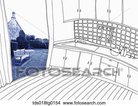 Stock Illustration - composition images of kitchen. Fotosearch