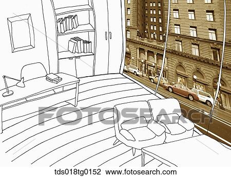 composition images of office View Large Illustration Drawing - composition images of office. Fotosearch