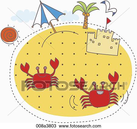 crabs in the beach View Large Illustration Drawing - crabs in the beach. Fotosearch