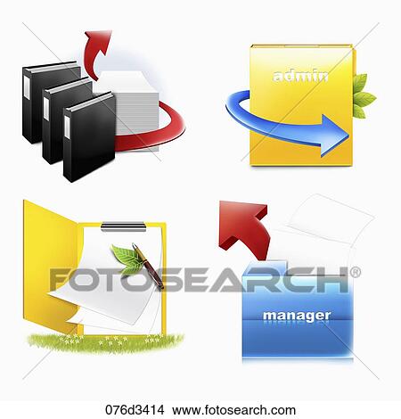 Stock Illustration - document and folders. Fotosearch
