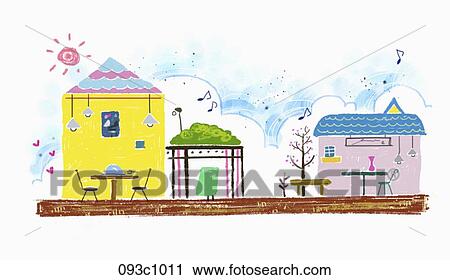 exterior of restaurant building View Large Illustration Clip Art - exterior of restaurant building. Fotosearch