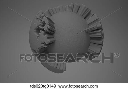 Stock Illustration - global maps in 3D. Fotosearch