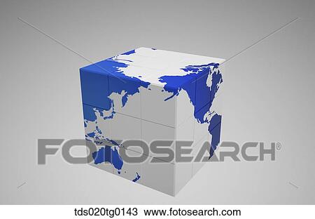 globe in cube shaped View Large Illustration Drawing - globe in cube shaped. Fotosearch