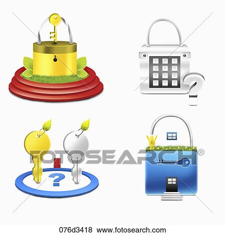 key and lock icons View Large Illustration Stock Illustration - key and lock icons. Fotosearch
