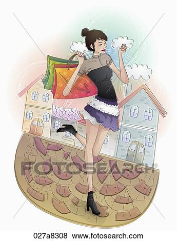 Stock Illustration - lady go shopping. Fotosearch